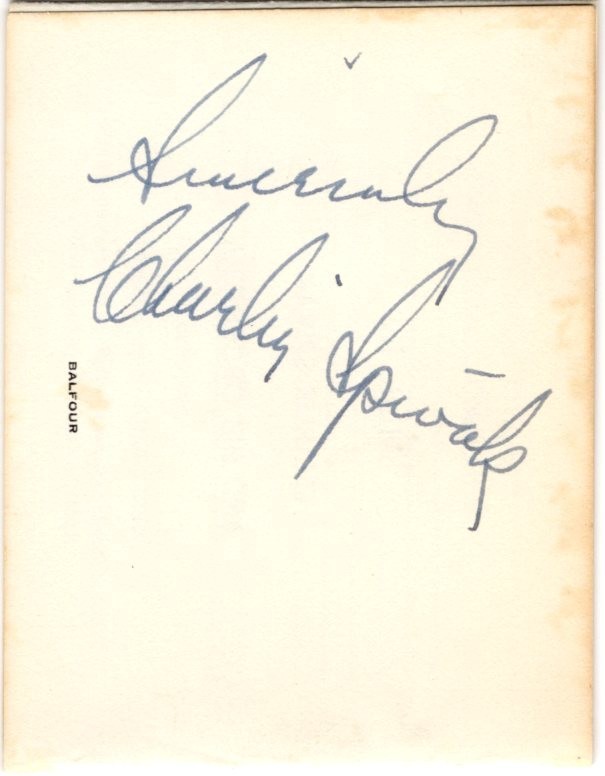 Charlie Spivak Jazz Trumpeter West Virginia Military Ball Signed Autograph