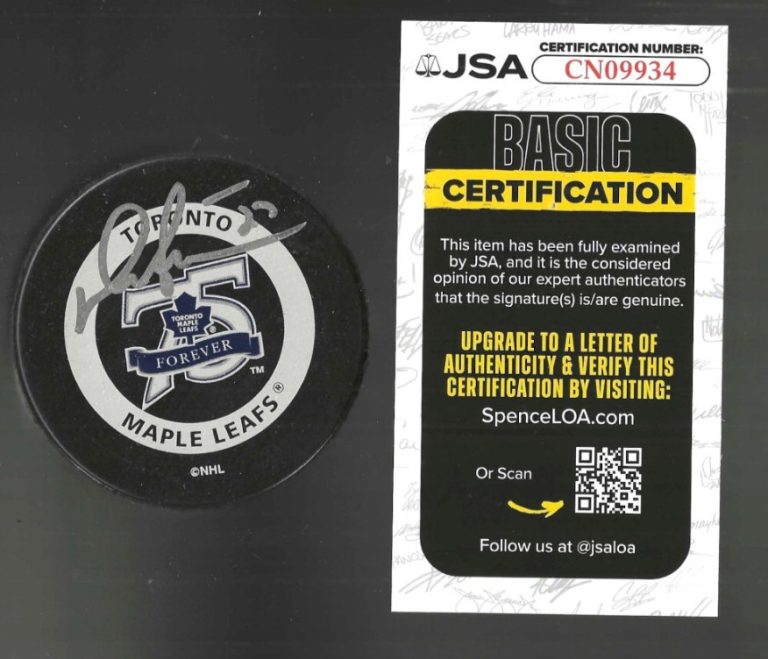 Darryl Sittler Signed Toronto Maple Leafs 75th Anniversary Game Puck JSA COA
