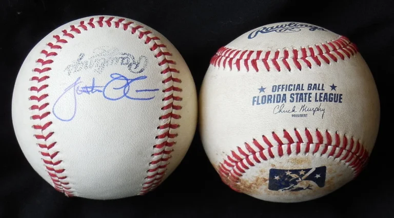 JUSTIN O'CONNER AUTOGRAPHED GAME USED FSL BASEBALL (RAYS) W/ PROOF!