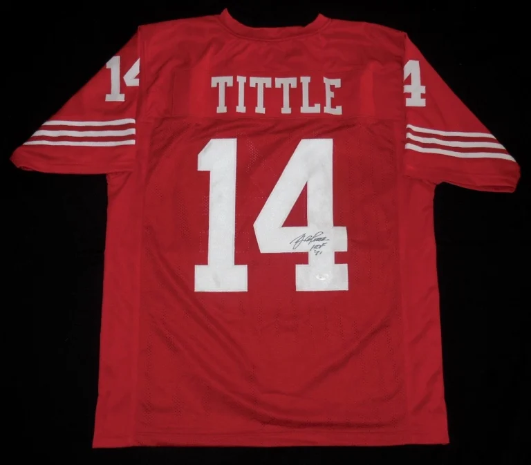 YA TITTLE AUTOGRAPHED CUSTOM JERSEY (GIANTS / 49'ERS) - JSA COA!