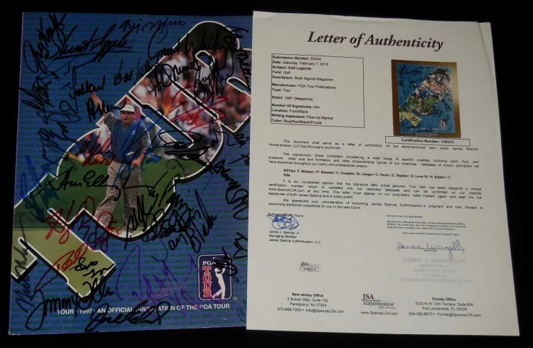 PGA TOUR AUTOGRAPHED PROGRAM SIGNED BY - Payne Stewart, Tom Watson, F. Couples,