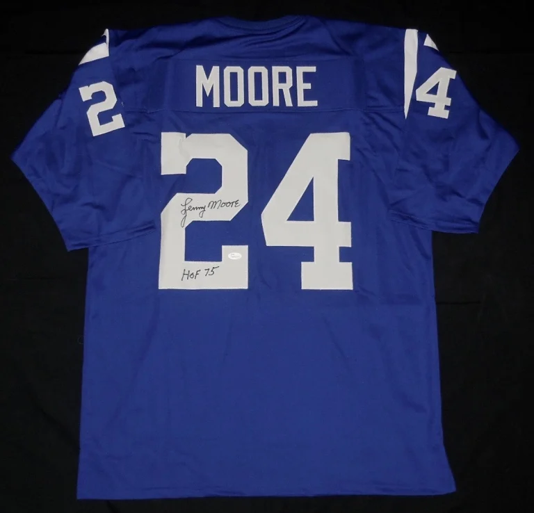 LENNY MOORE AUTOGRAPHED CUSTOM JERSEY (COLTS HOF) - JSA COA!