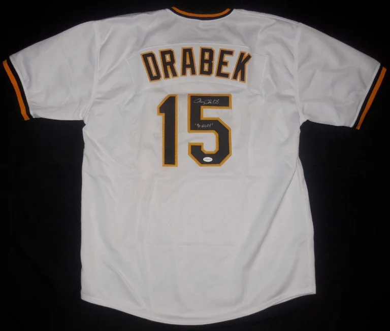 DOUG DRABEK AUTOGRAPHED CUSTOM JERSEY (PIRATES) - TSE COA!