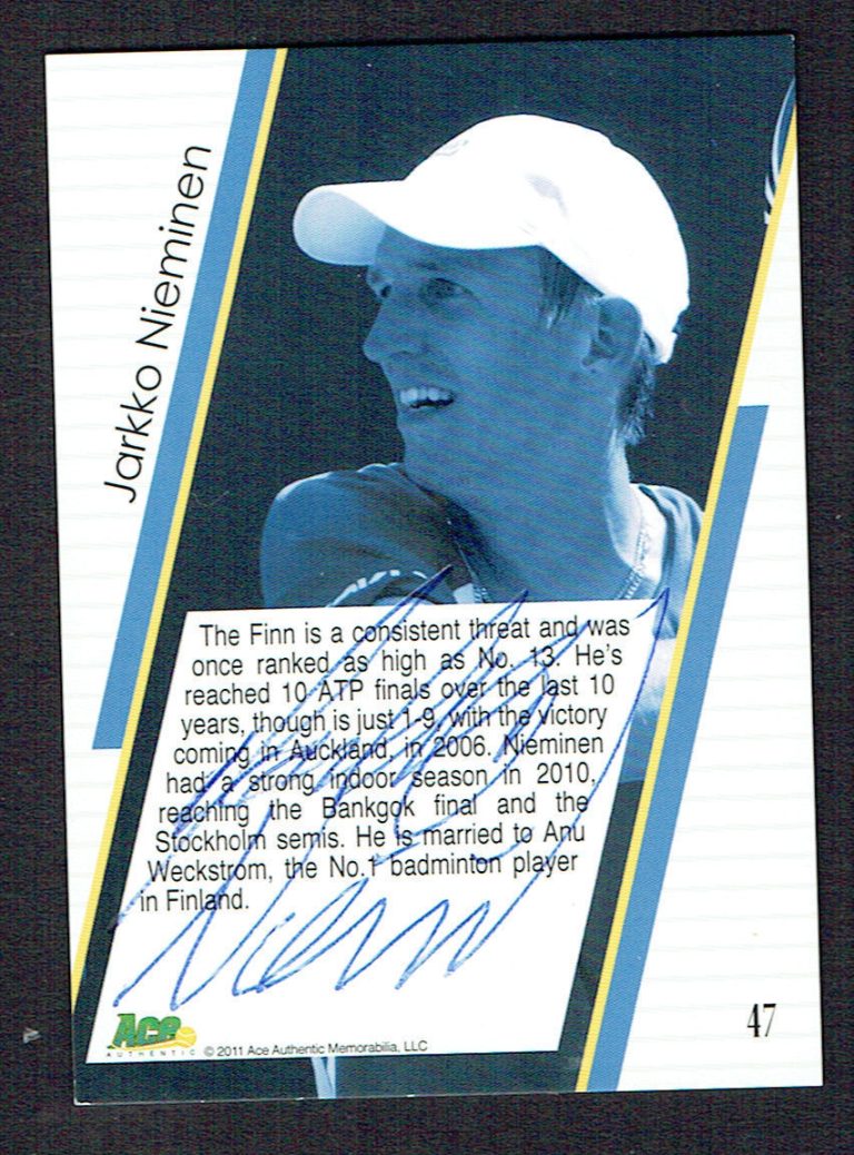 Jarkko Nieminen #47 signed autograph auto 2011 Ace Authentic Tennis Trading Card