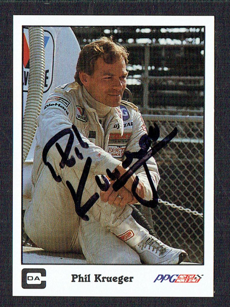 Phil Krueger #15 signed autograph auto 1987 A&S Racing PPG Indy Trading Card