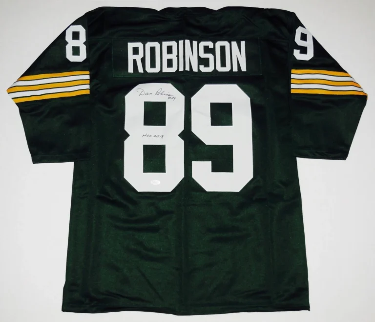 DAVE ROBINSON AUTOGRAPHED CUSTOM JERSEY (GREEN BAY PACKERS) - JSA COA!