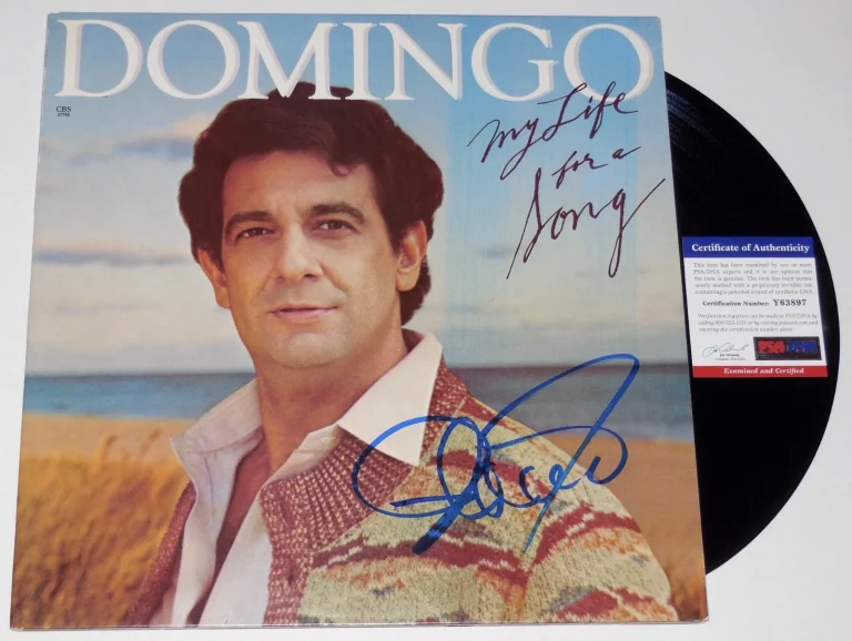 PLACIDO DOMINGO AUTOGRAPHED ALBUM COVER (MY LIFE FOR A SONG) - PSA DNA!