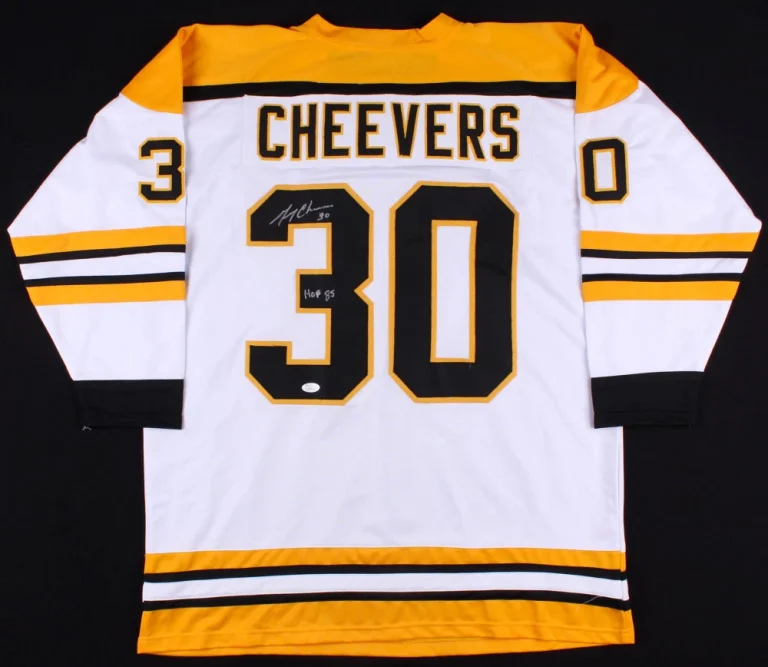 GERRY CHEEVERS AUTOGRAPHED CUSTOM JERSEY (BOSTON BRUINS) - JSA COA!