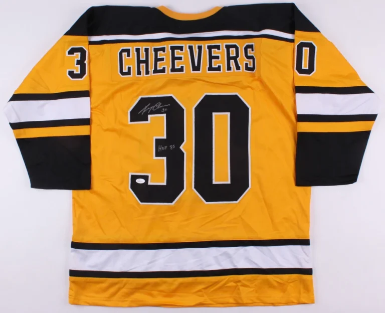 GERRY CHEEVERS AUTOGRAPHED CUSTOM JERSEY (BOSTON BRUINS) - JSA COA!
