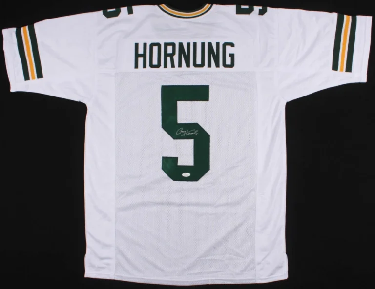 PAUL HORNUNG AUTOGRAPHED CUSTOM JERSEY (GREEN BAY PACKERS) - JSA COA!