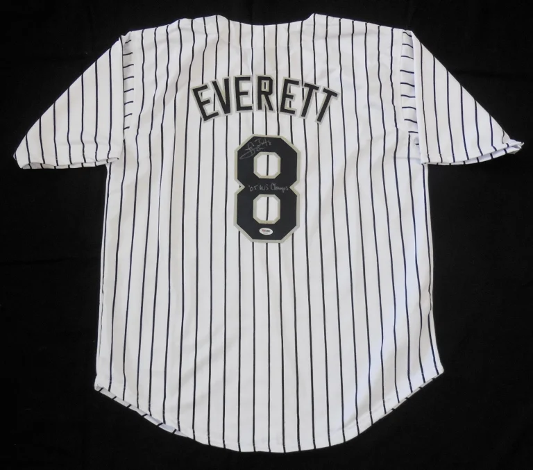 CARL EVERETT AUTOGRAPHED CUSTOM JERSEY (CHICAGO WHITE SOX) - JSA COA!
