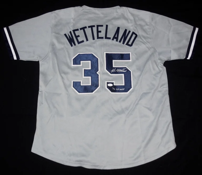 JOHN WETTELAND AUTOGRAPHED CUSTOM JERSEY (YANKEES 1996 WS MVP) - JSA COA!