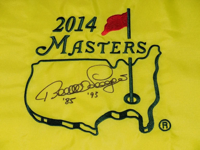 BERNHARD LANGER AUTOGRAPHED MASTERS GOLF FLAG (1985 & 1993 WINNER) - W/ COA!
