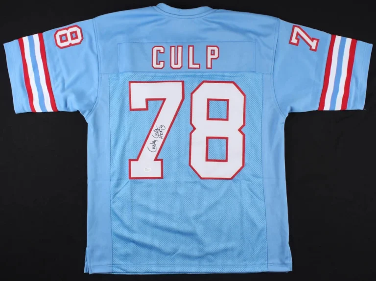 CURLEY CULP AUTOGRAPHED CUSTOM JERSEY (HOUSTON OILERS) - JSA COA!