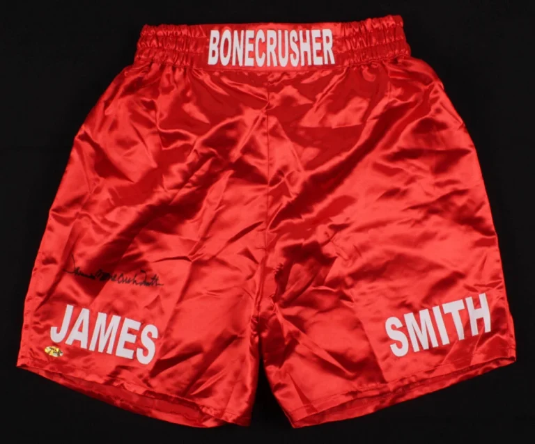 JAMES SMITH AUTOGRAPHED BOXING TRUNKS (BONECRUSHER) - MAB HOLOGRAM!