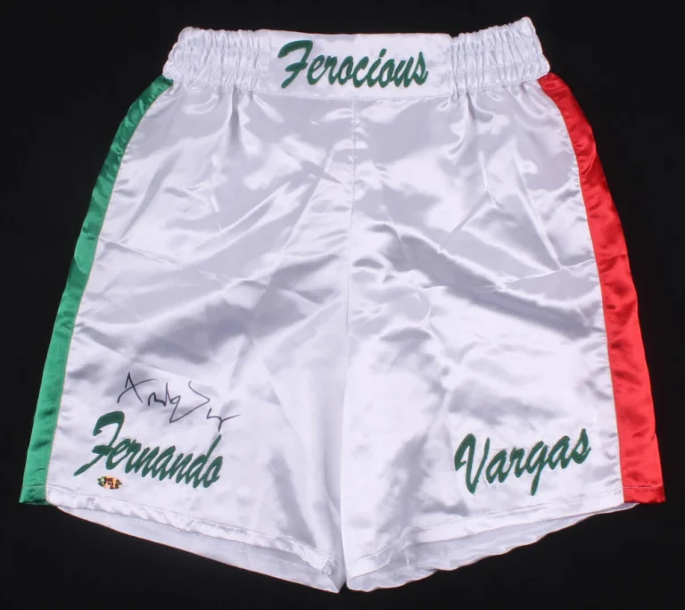 FERNANDO VERGAS AUTOGRAPHED BOXING TRUNKS (FEROCIOUS) - MAB HOLOGRAM!