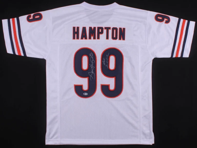 DAN HAMPTON AUTOGRAPHED CUSTOM JERSEY (CHICAGO BEARS) - BECKETT COA!