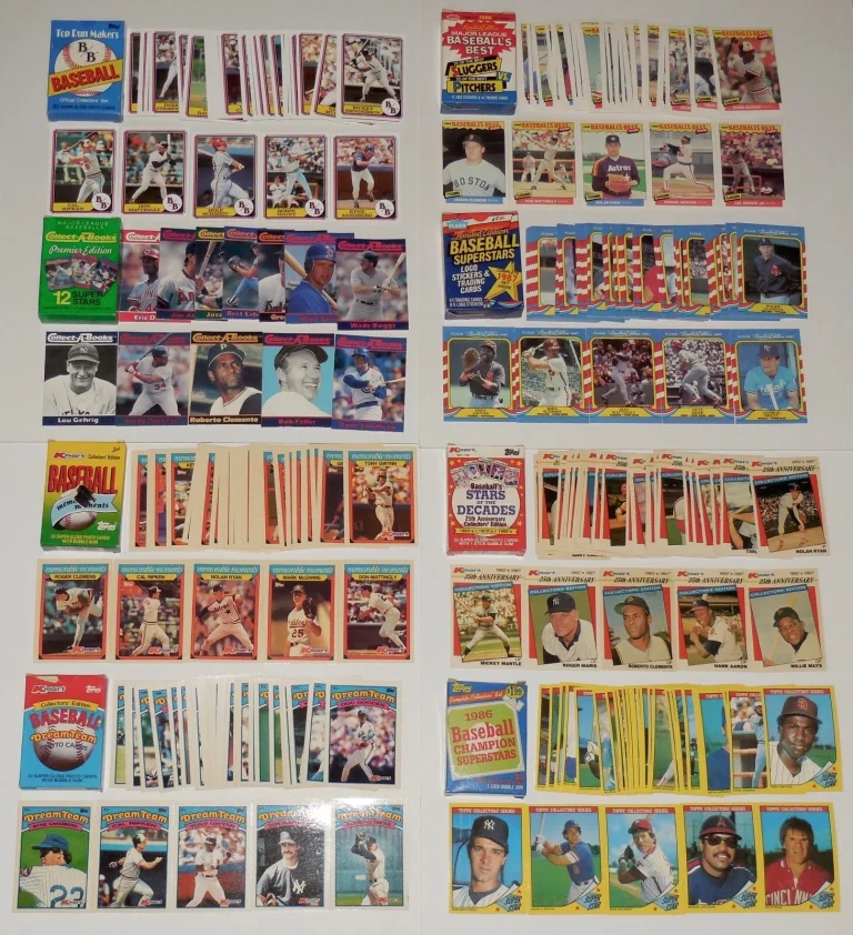 LOT OF (8) COMPLETE SETS 1986-1990 - Nolan Ryan, Cal Ripken, Mickey Mantle, etc.