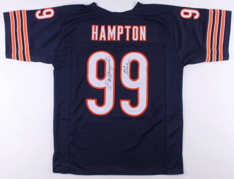 DAN HAMPTON AUTOGRAPHED CUSTOM JERSEY (CHICAGO BEARS) - JSA COA!