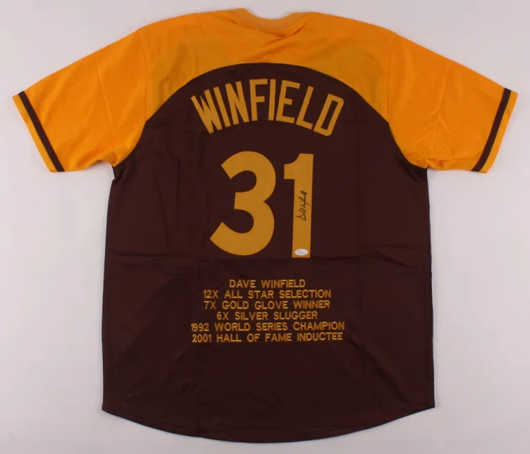 DAVE WINFIELD AUTOGRAPHED CUSTOM STAT JERSEY (SAN DIEGO PADRES) - JSA COA!