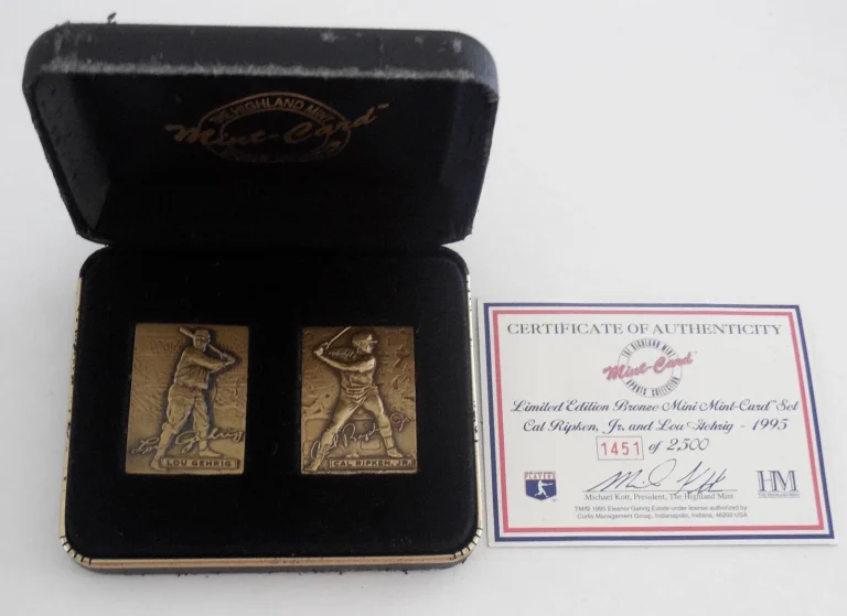 CAL RIPKEN JR & LOU GEHRIG BRONZE MINI CARDS - HIGHLAND MINT - #1451/2500!