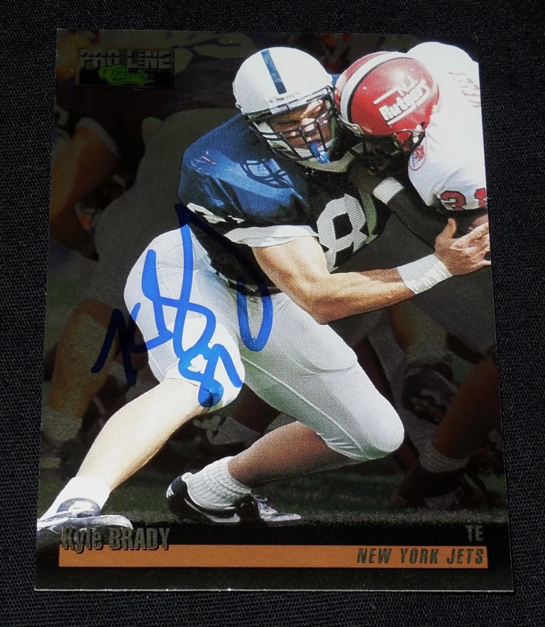 KYLE BRADY 1995 CLASSIC PROLINE AUTOGRAPHED FOOTBALL ROOKIE CARD (NEW YORK JETS)