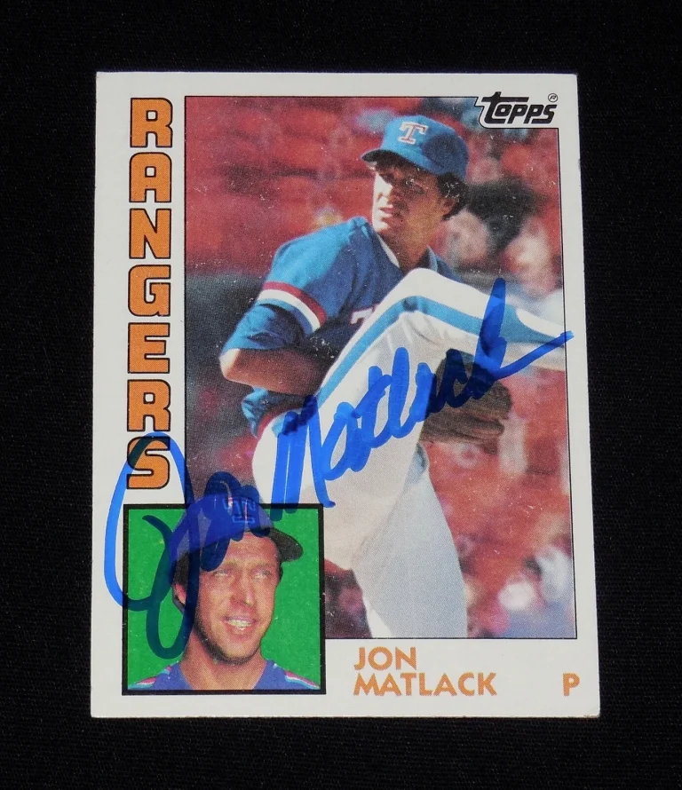 JON MATLACK 1984 TOPPS AUTOGRAPHED BASEBALL CARD (TEXAS RANGERS)