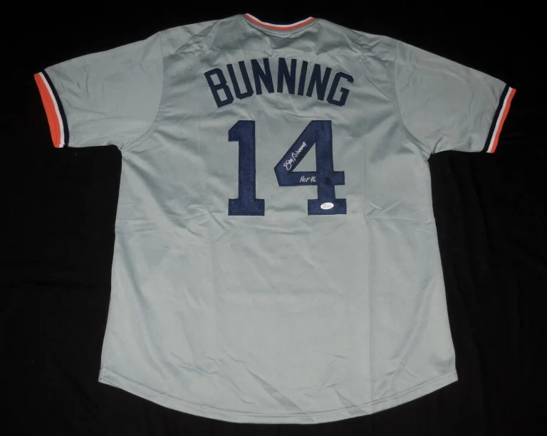JIM BUNNING AUTOGRAPHED CUSTOM JERSEY (DETROIT TIGERS) - JSA COA!