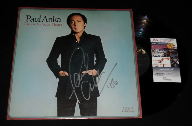 PAUL ANKA AUTOGRAPHED RECORD ALBUM (LISTEN TO YOUR HEART) - JSA COA!