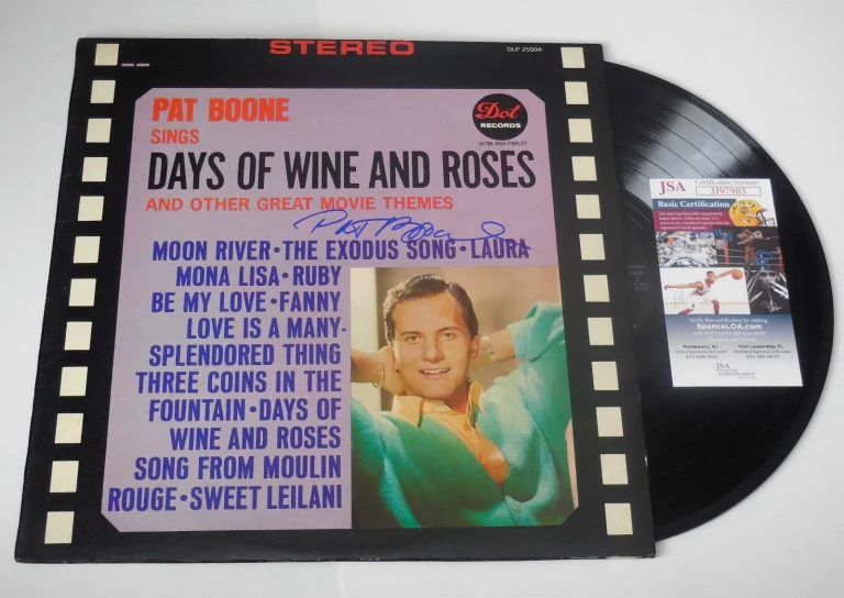PAT BOONE AUTOGRAPHED RECORD ALBUM (DAYS OF WINE AND ROSES) - JSA COA!