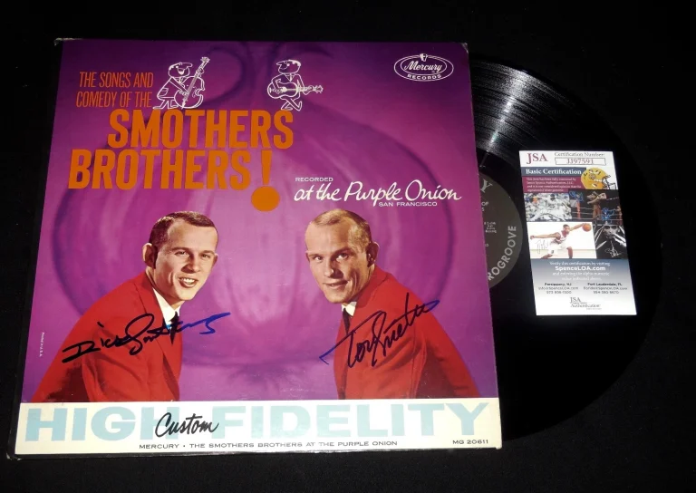 SMOTHERS BROTHERS TOM & DICK AUTOGRAPHED ALBUM (AT THE PURPLE ONION) - JSA COA!
