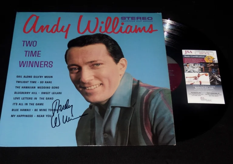 ANDY WILLIAMS AUTOGRAPHED RECORD ALBUM (TWO TIME WINNERS) - JSA COA!