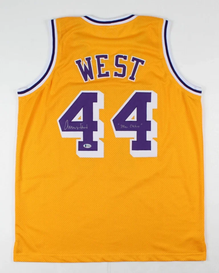 JERRY WEST AUTOGRAPHED CUSTOM JERSEY (LOS ANGELES LAKERS) - BECKETT COA!