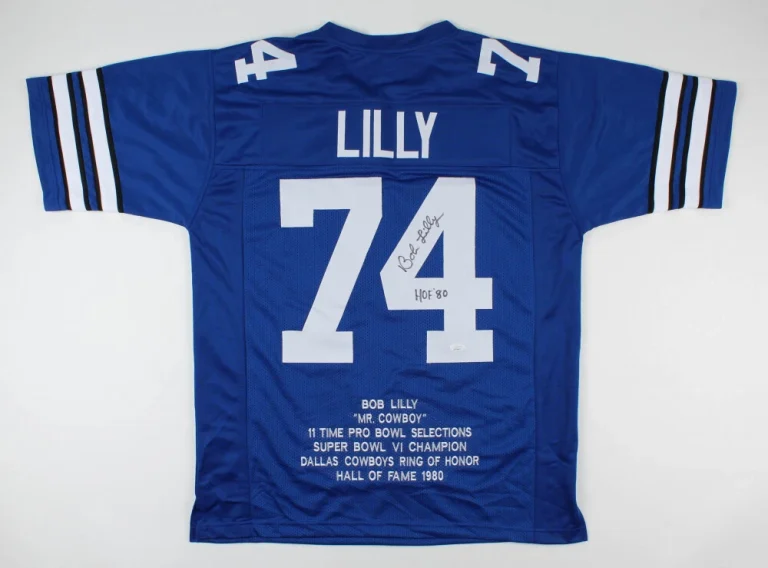 BOB LILLY AUTOGRAPHED CUSTOM STAT JERSEY (DALLAS COWBOYS) - JSA COA!