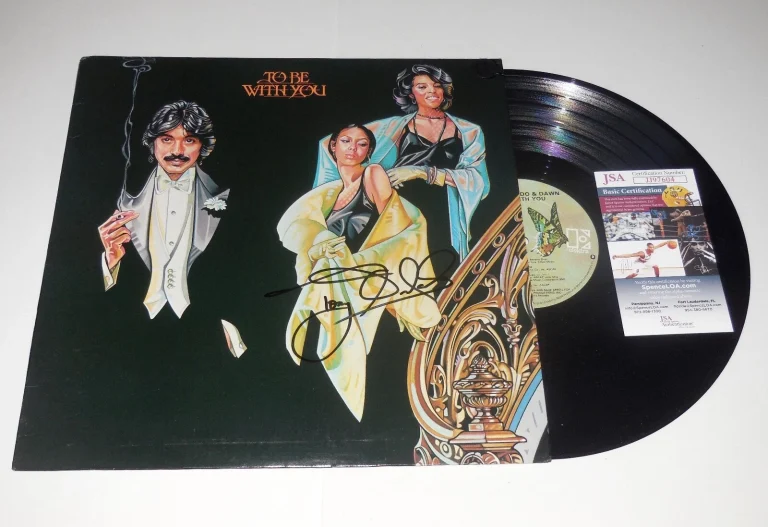 TONY ORLANDO & DAWN AUTOGRAPHED VINYL RECORD ALBUM (TO BE WITH YOU) - JSA COA!
