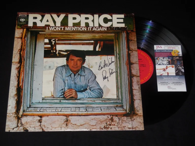 RAY PRICE AUTOGRAPHED VINYL RECORD ALBUM (I WON'T MENTION IT AGAIN) - JSA COA!
