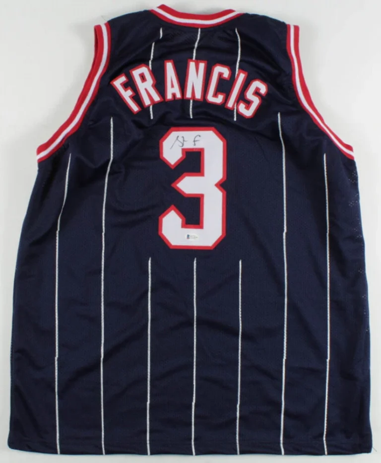 STEVE FRANCIS AUTOGRAPHED CUSTOM JERSEY (HOUSTON ROCKETS) - BECKETT COA!
