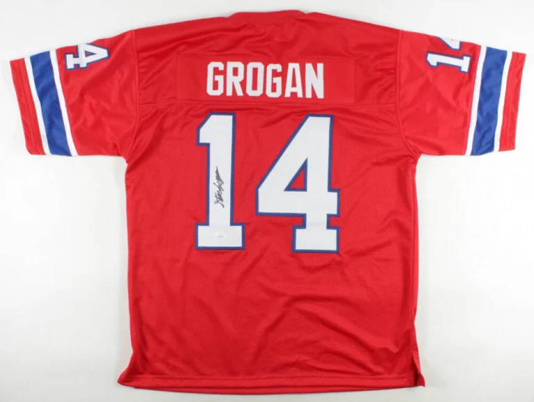 STEVE GROGAN AUTOGRAPHED CUSTOM JERSEY (NEW ENGLAND PATRIOTS) - JSA COA!
