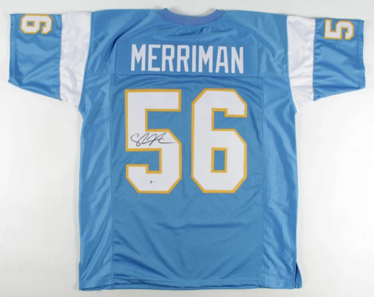 SHAWNE MERRIMAN AUTOGRAPHED CUSTOM JERSEY (SAN DIEGO CHARGERS) - BECKETT COA!