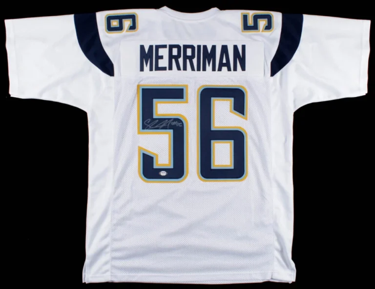 SHAWNE MERRIMAN AUTOGRAPHED CUSTOM JERSEY (SAN DIEGO CHARGERS) - PSA DNA!