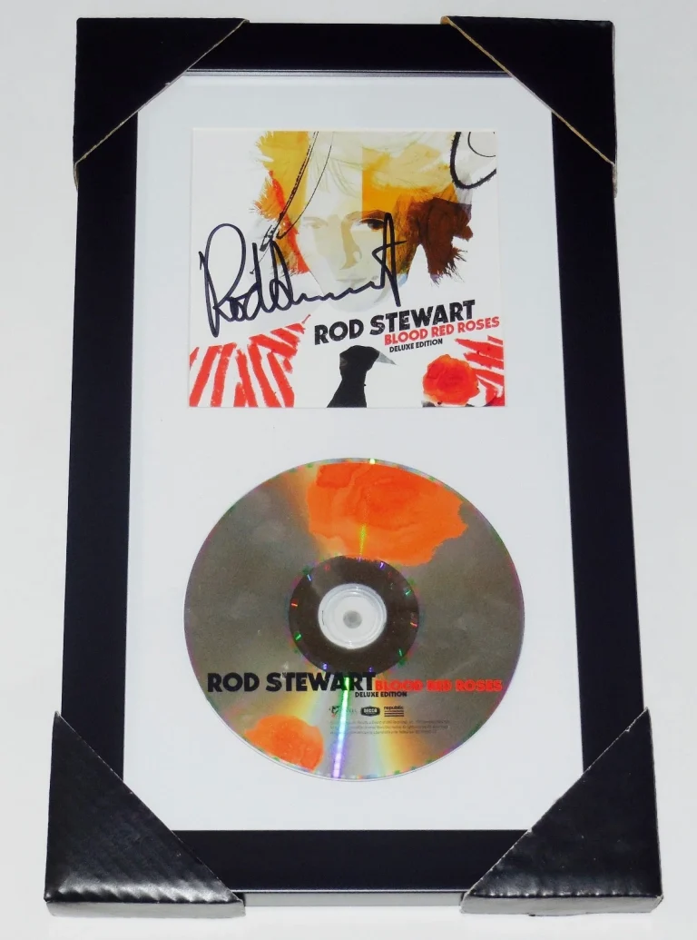 ROD STEWART AUTOGRAPHED BLOOD RED ROSES CD COVER (FRAMED & MATTED) - W/ COA!
