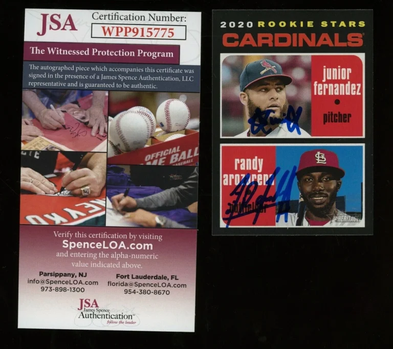 RANDY AROZARENA / JUNIOR FERNANDEZ AUTO 2020 HERITAGE ROOKIE CARD - JSA COA!