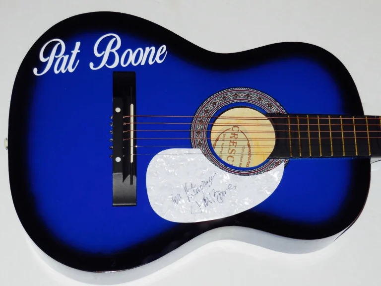 PAT BOONE AUTOGRAPHED GUITAR (LOVE LETTERS IN THE SAND / APRIL LOVE) - W/ COA!
