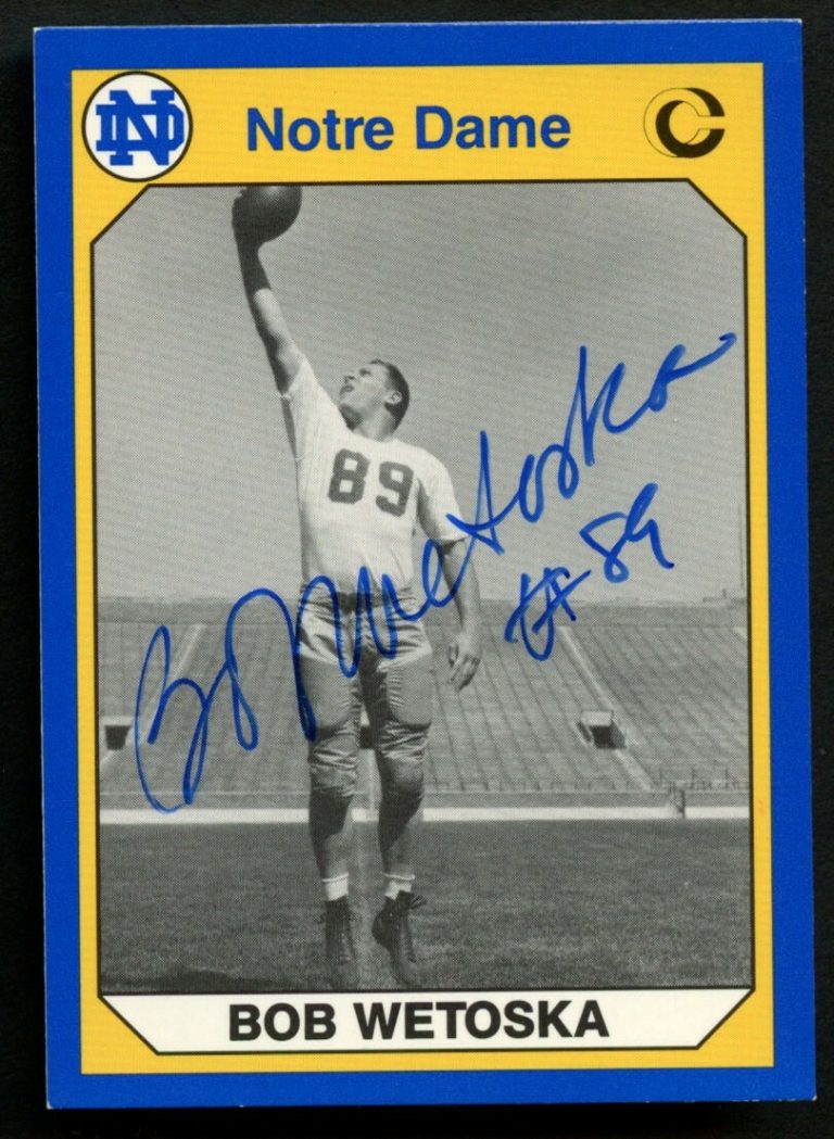 Bob Wetoska #128 signed autograph 1990 Notre Dame Collegiate Collection Card