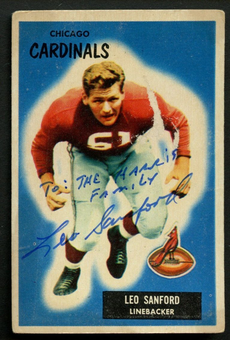 Leo Sanford #123 signed autograph auto 1955 Bowman Football Trading Card