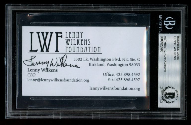 Lenny Wilkens signed autograph auto Business Card LWF Foundation BAS Slabbed