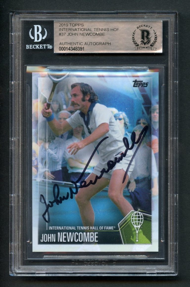 John Newcombe #37 signed autograph auto 2019 Topps Tennis HOF BAS Slabbed