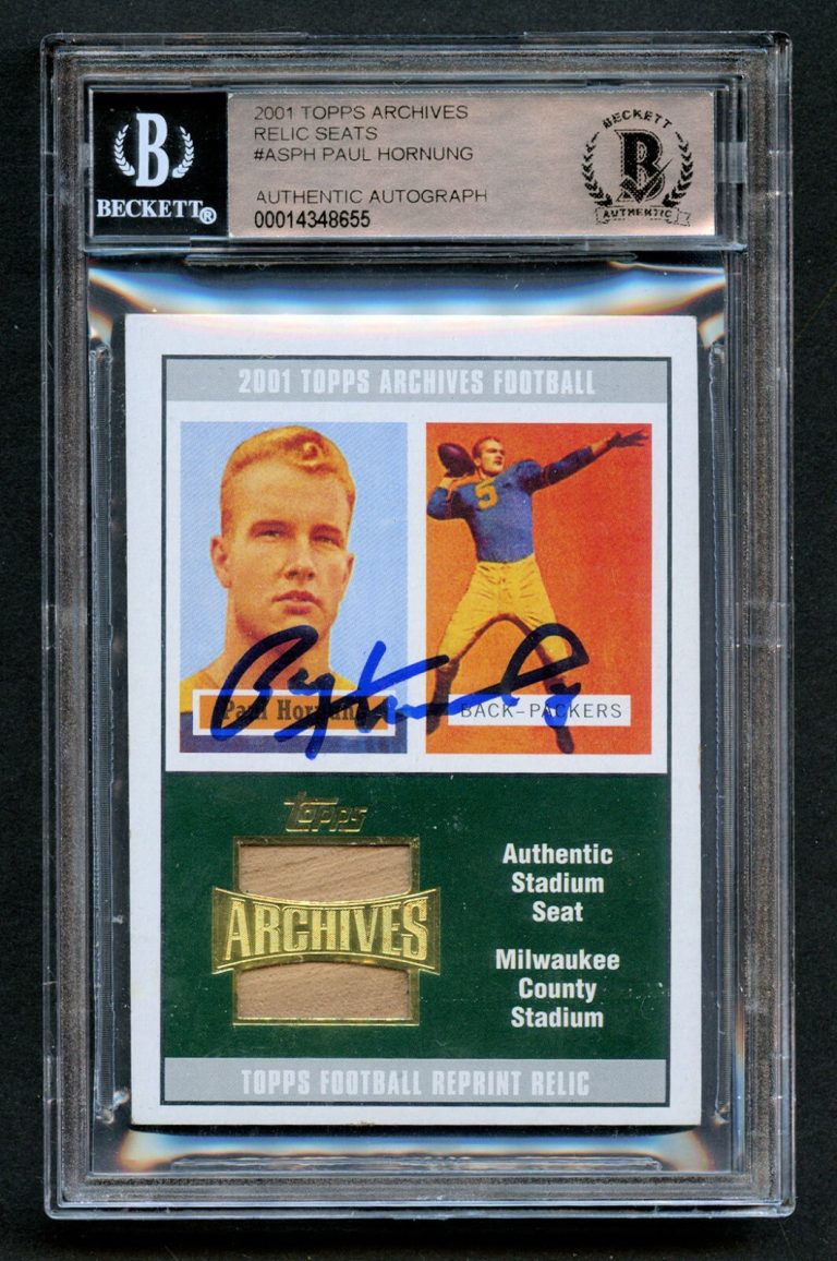 Paul Hornung #ASPH signed autograph auto 2001 Topps Archives Relic Seats BAS