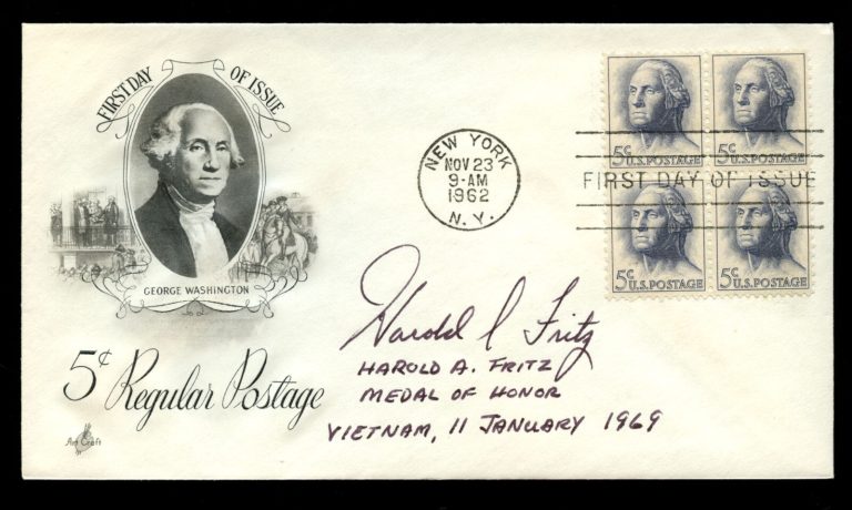 Harold A. Fritz signed autograph FDC Medal of Honor Recipient US Army Vietnam
