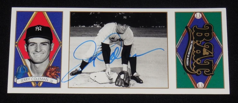 JERRY COLEMAN AUTOGRAPHED 93 UPPER DECK ALL-TIME HEROES BASEBALL CARD (YANKEES)